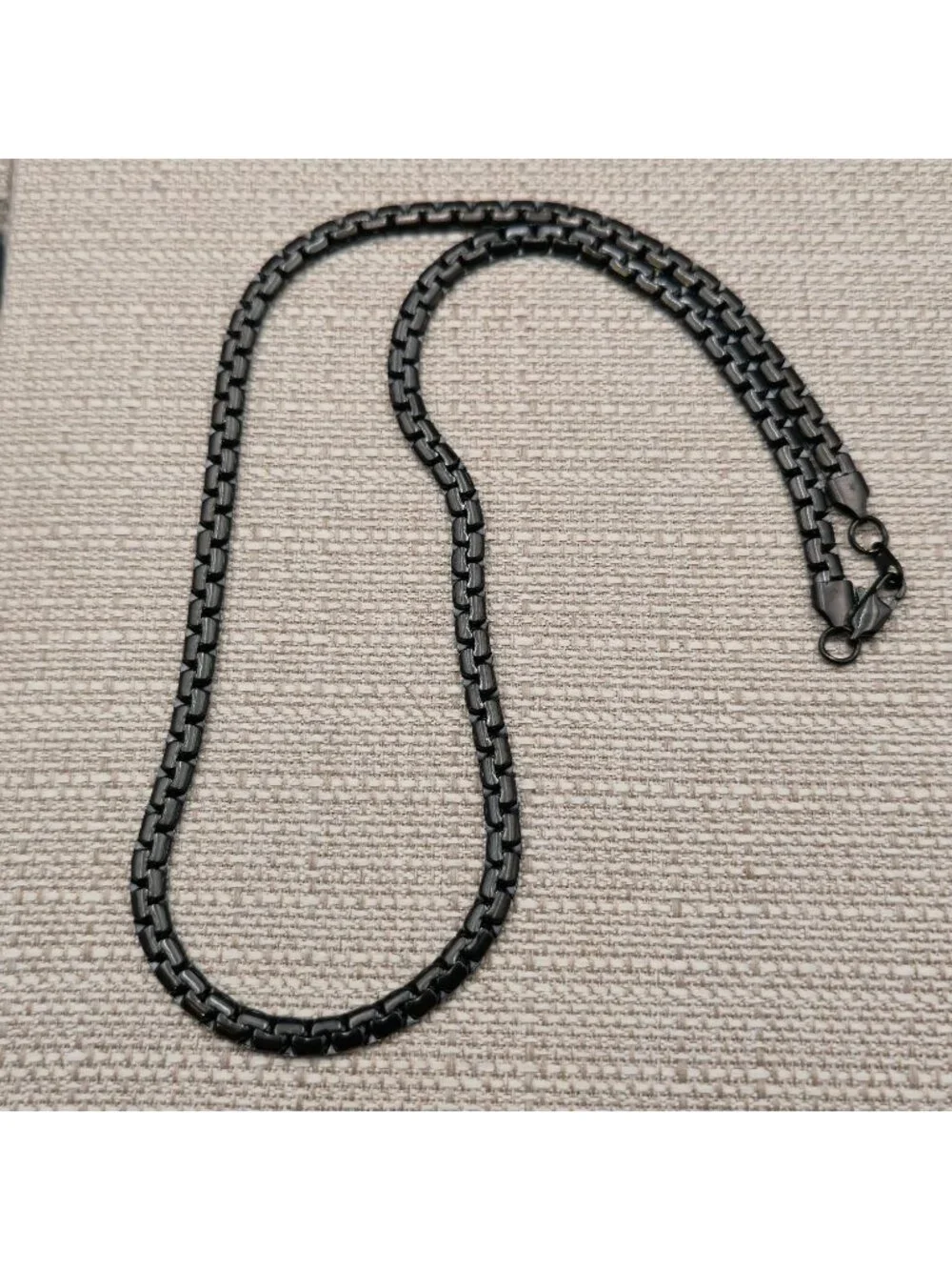 24 Inch Black 316L Stainless Steel Byzantine Box Chain Necklace for Men B1545